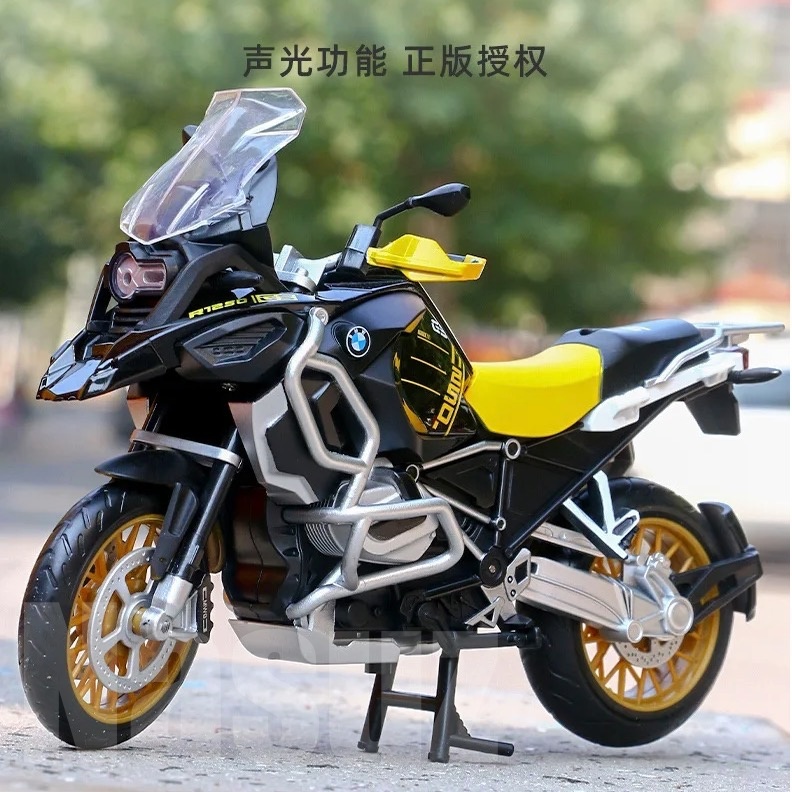 バイク 1/12スケール BMW R1250 GS 合金 オートバイ イエロー ブラック サウンド ライト プラスチック ミニチュア 完成品 ミニカー 613_画像1