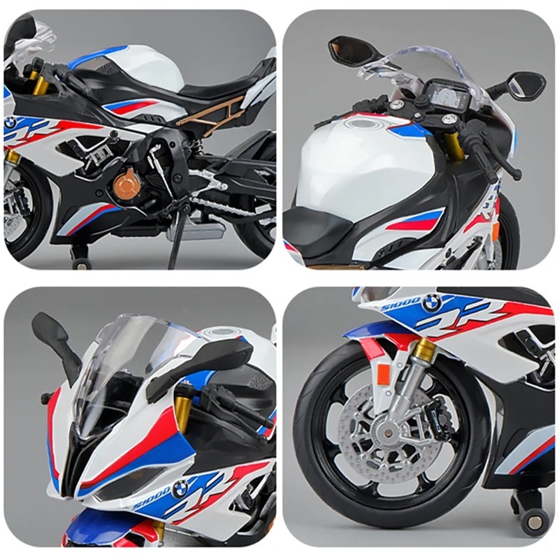 バイク ミニカー 1/12スケール 合金 BMW S1000RR 大型 二輪車 可動 ミニチュア オートバイ 青 白 おもちゃ スーパースポーツ 336の画像2