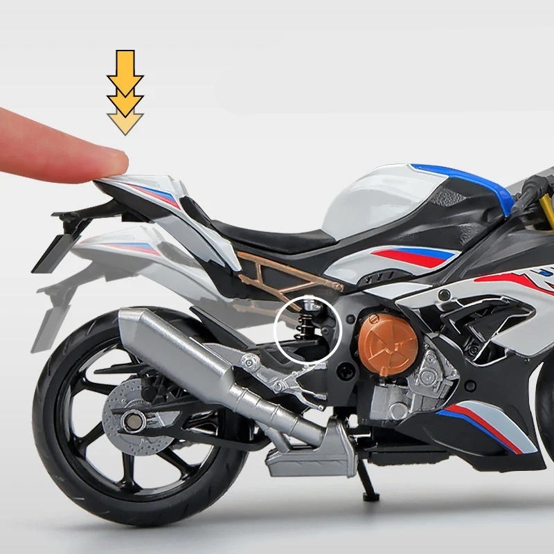 バイク ミニカー 1/12スケール 合金 BMW S1000RR 大型 二輪車 可動 ミニチュア オートバイ 青 白 おもちゃ スーパースポーツ 336の画像4