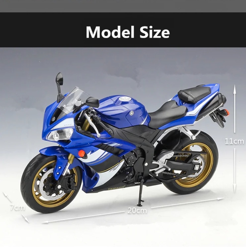 バイク 1/10スケール ヤマハ YAMAHA YZF-R1 ミニカー 20cm ミニチュア 合金 おもちゃ オートバイ ブルー 青 リアル 425_画像2