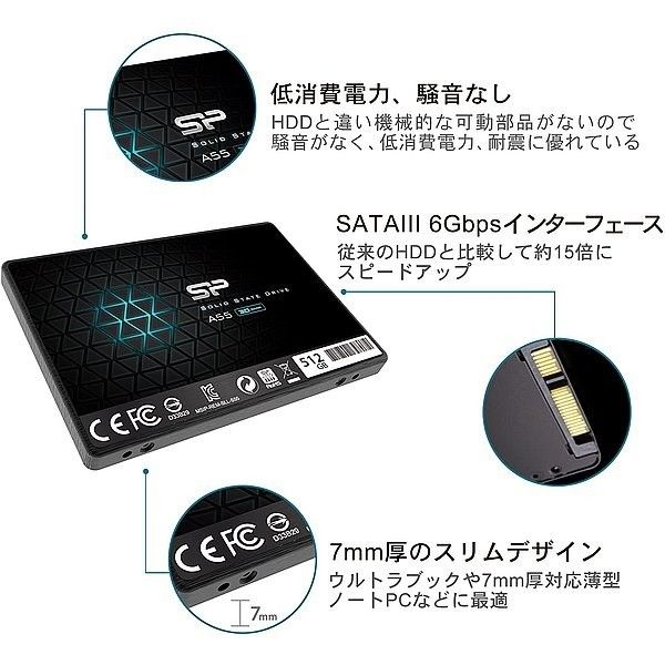 【SSD 512GB】シリコンパワー Ace A55 SPJ512GBSS3A55B