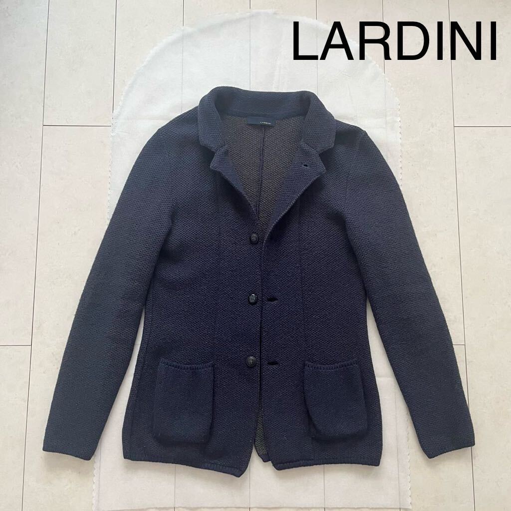 美品 ラルディーニ LARDINI ニットジャケット テーラードジャケット ネイビー イタリア製 メンズ_画像1