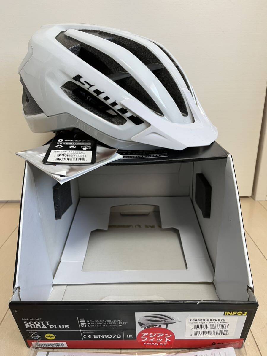 【新品未使用】SCOTT スコットFUGA PLUS size L 59-61cm White 白 アジアンフィット ASIAN FIT バイクヘルメット BIKE HELMET _画像1
