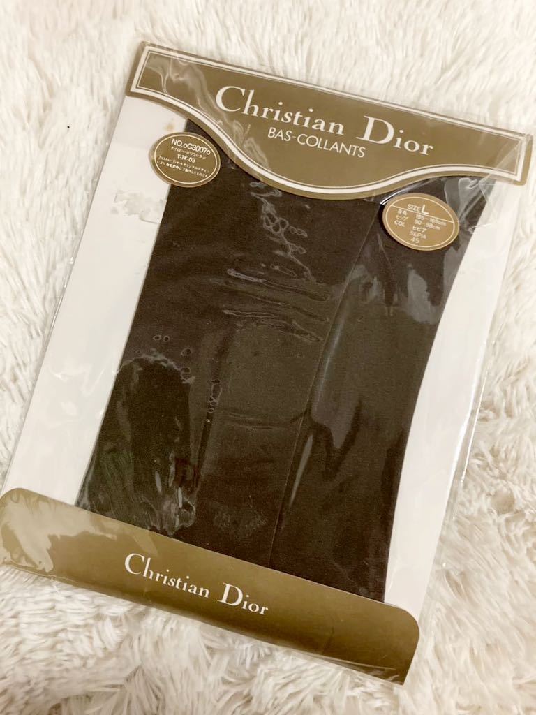新品 タイツ Christian Dior 濃いブラウン ロゴマーク付き つま先 かかと補強 アウトゴム ♪♯_画像1