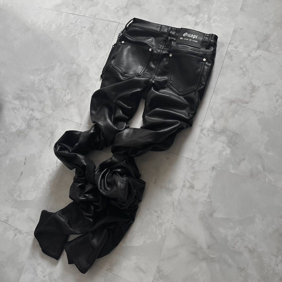 【GUAPI】SUPER STACKED LEATHER PANT 28 グアピ スーパー スタック レザーパンツ メイウェザー 着用 【GUAPI】SUPER STACKED LEATHER PANT 28 グアピ スーパー スタック レザーパンツ メイウェザー 着用