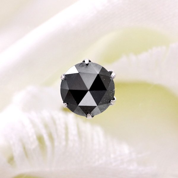 【新品・未使用】1円～最落無 天然ブラックダイヤモンド 計2.00ct,プラチナ シックな輝き ローズカット 大粒ブラックダイヤ スタッドピアス_画像3