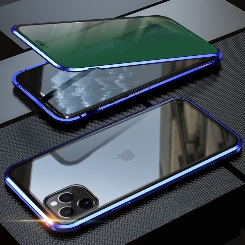iPhone 11Pro シルバー 覗き見防止 両面強化ガラス 全面保護 アルミ合金 磁気吸着 耐衝撃 iPhone X S 11 12 13 14 15 Pro max Plus ケース_画像8