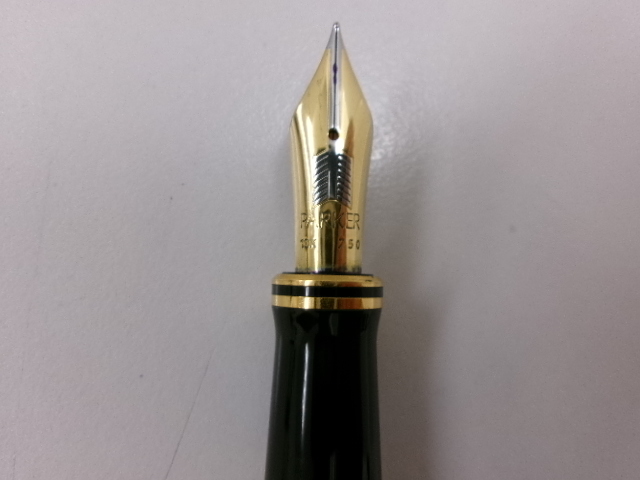 PARKER 万年筆 DUOFOLD ペン先 18K 750 パーカー デュオフォールド ブラック×ゴールド 中古品_画像6