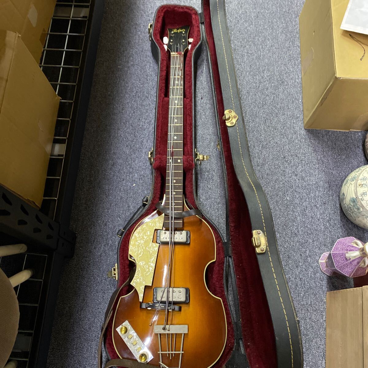 03606 【ビンテージ】　ヘフナー　バイオリンベース　Hofner ベース　ドイツ製　Beatles ビートルズ　現状ジャンク品　ケース付き_画像1