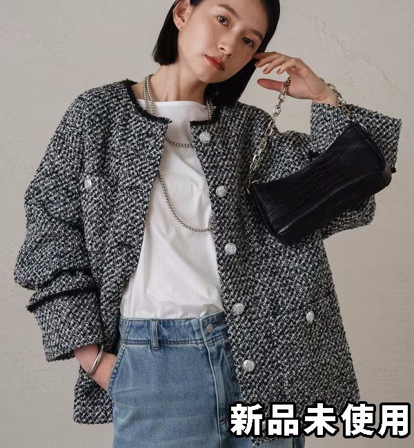 Loungedress ラウンジドレス ツイードジャケット ライトグレー Loungedress ラウンジドレス ツイードジャケット ライトグレー