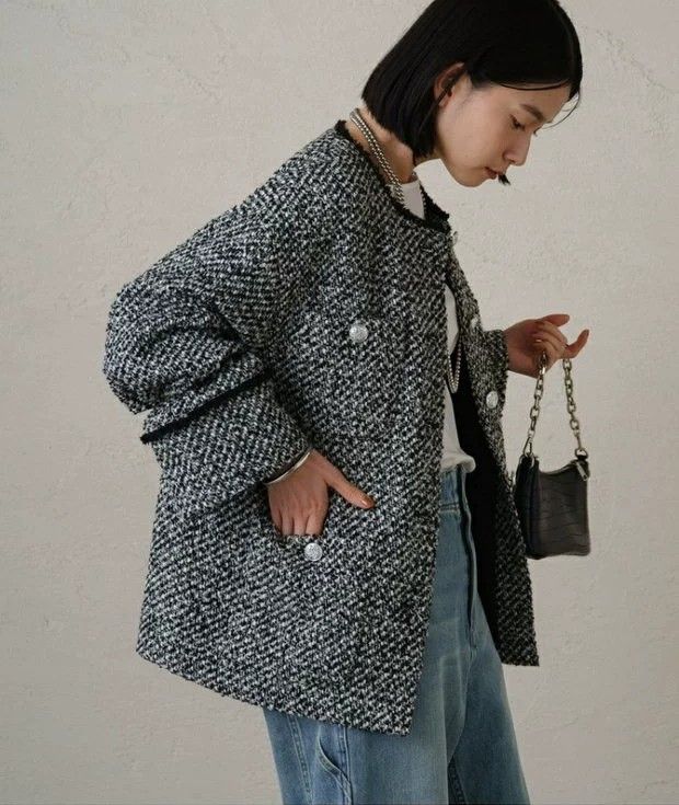 Loungedress ラウンジドレス ツイードジャケット ライトグレー Loungedress ラウンジドレス ツイードジャケット ライトグレー