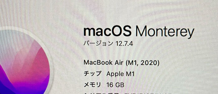 MacBook Air 2020年 A2337 13インチ メモリ16GB SSD256GB 充放電回数3回 中古 スペースグレーの画像2