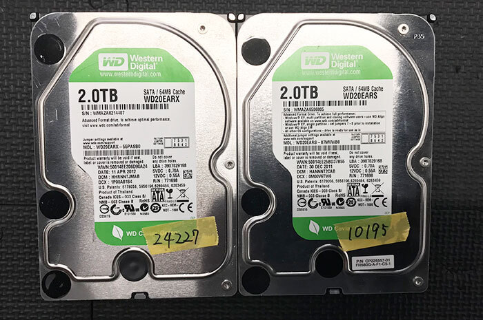 ② 3.5インチ 2TB x 2個 ハードディスク 中古 Western Digital_画像1