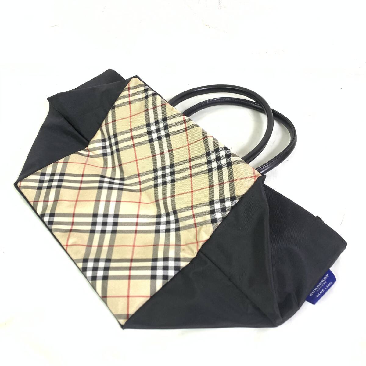 BURBERRY BLUE LABEL ハンドバッグ トートバッグ バーバリーブルーレーベル ノバチェック ナイロン 牛革 レザー BT651 CRESTBRIDGE_画像4