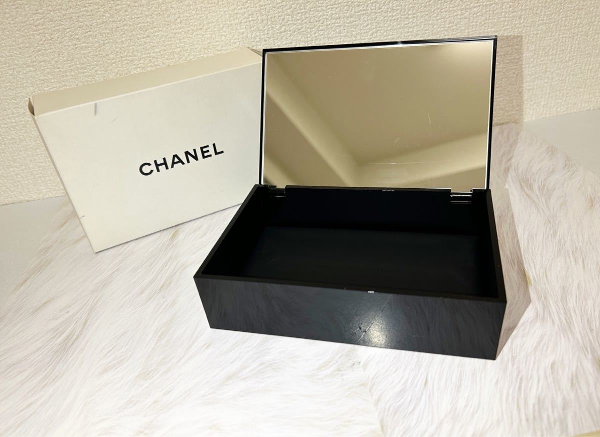 ★新品 未使用★非売品★ CHANEL シャネル ジュエリー ケース ミラー アクセサリー ケース ノベルティ 小物入れ 黒 ブラック 箱付 ボックス_画像3