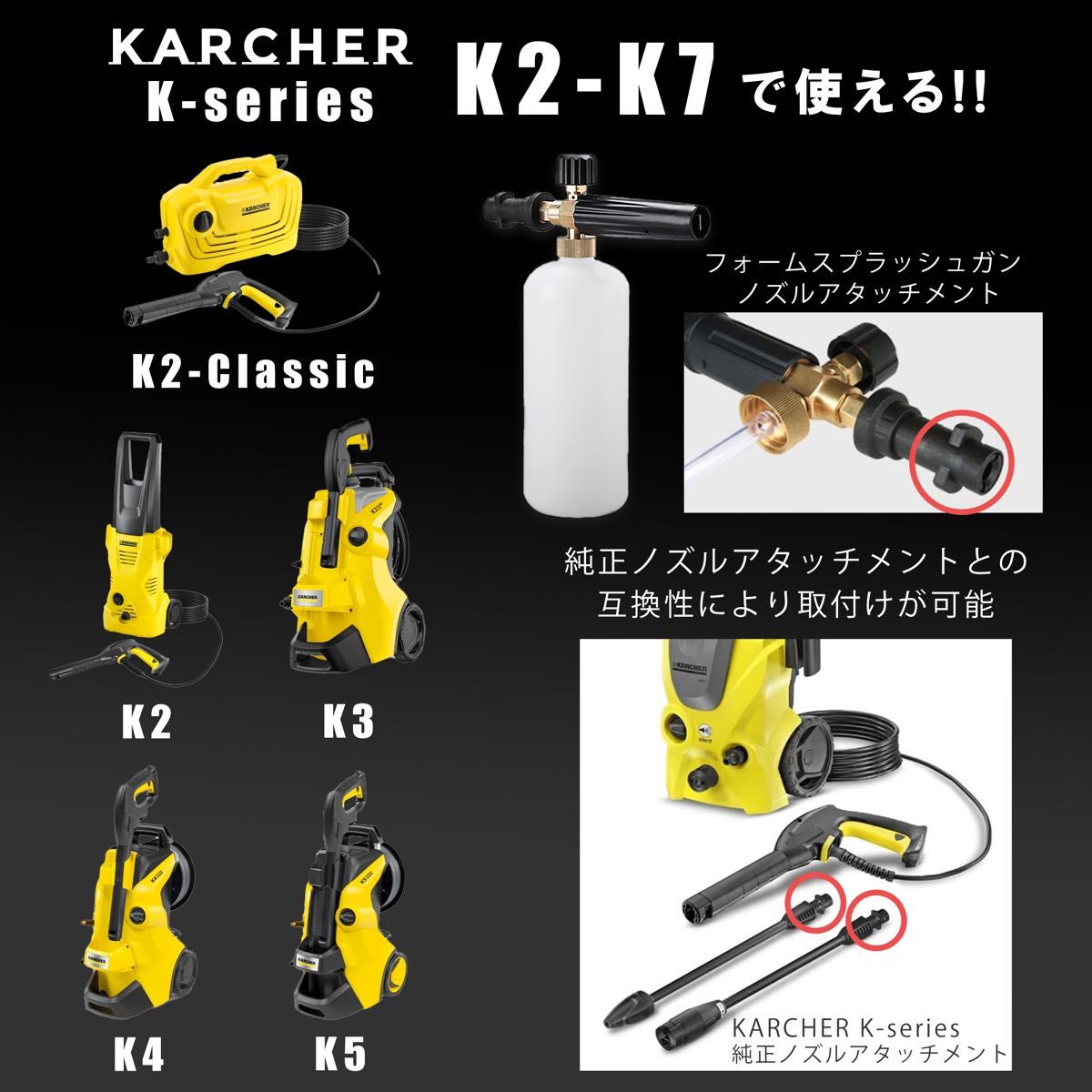 ケルヒャー Kシリーズ K2-K7対応 泡洗浄で洗車 フォームスプラッシュガン 高圧洗浄