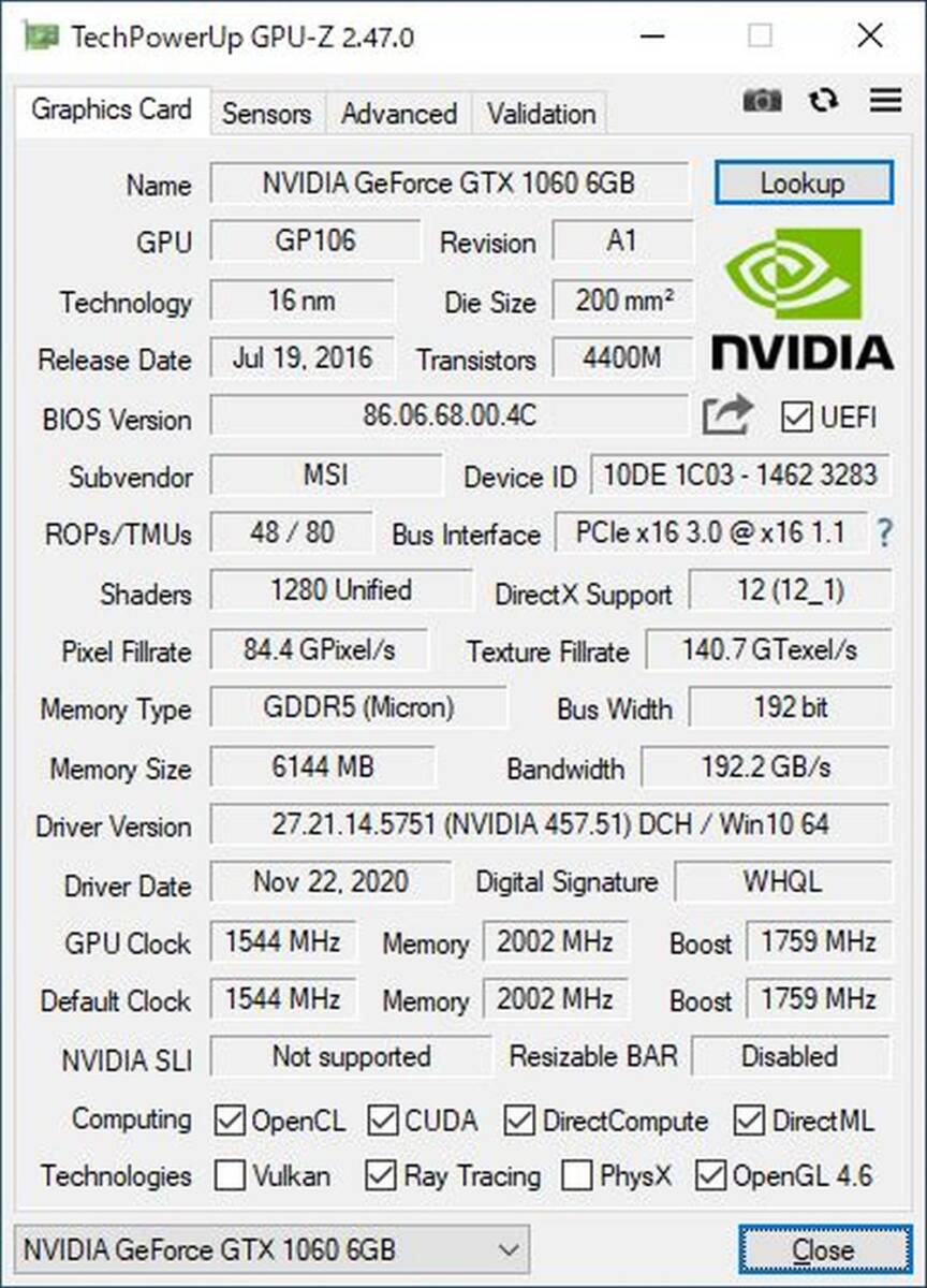 MSI GeForce GTX 1060 AERO ITX 6G OC DL-DVI-D/HDMIx2/DPx2の画像7