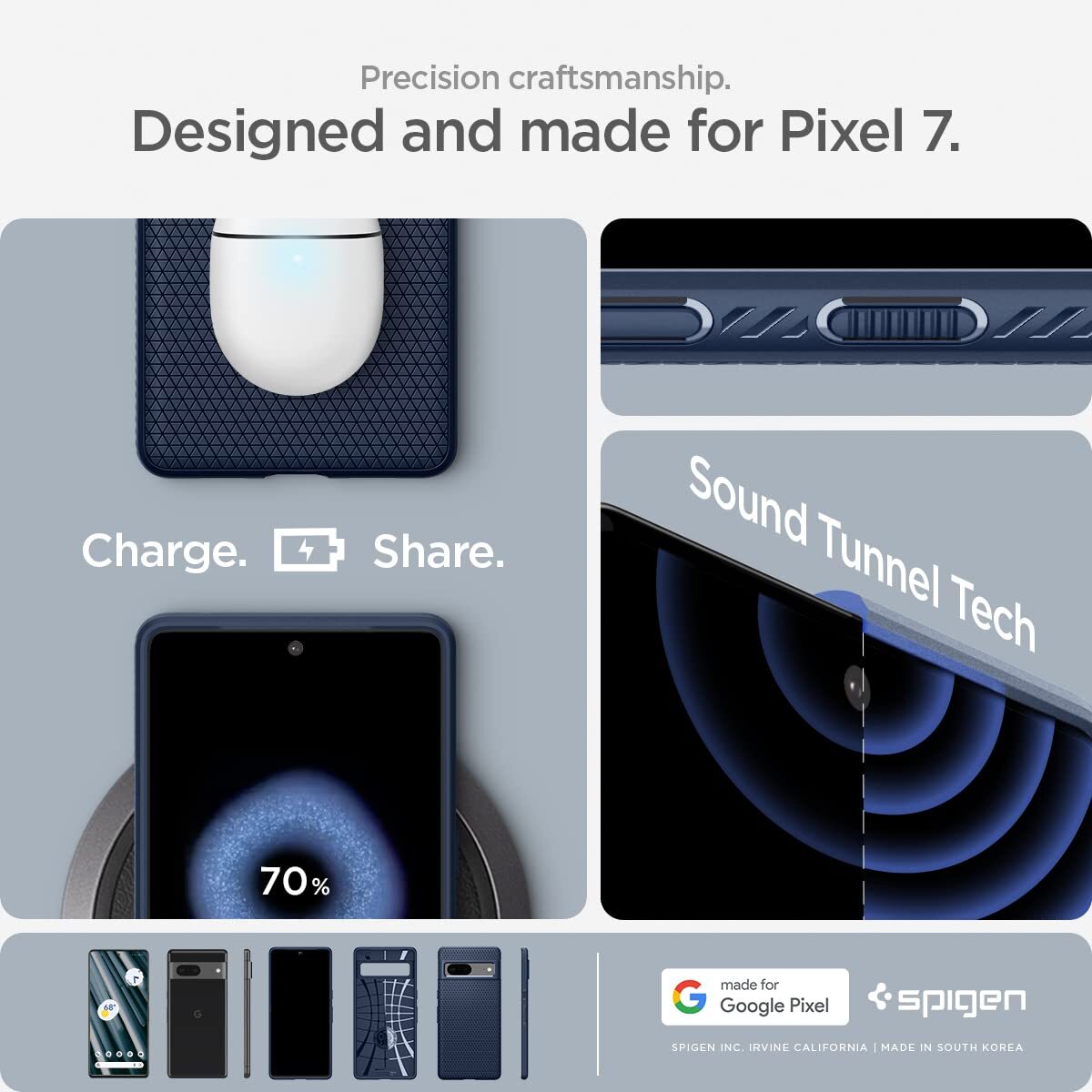 Spigen Google Pixel7 ケース ソフトケース 耐衝撃 Qi充電 ワイヤレス充電 ACS04697 ネイビーブルー_画像7