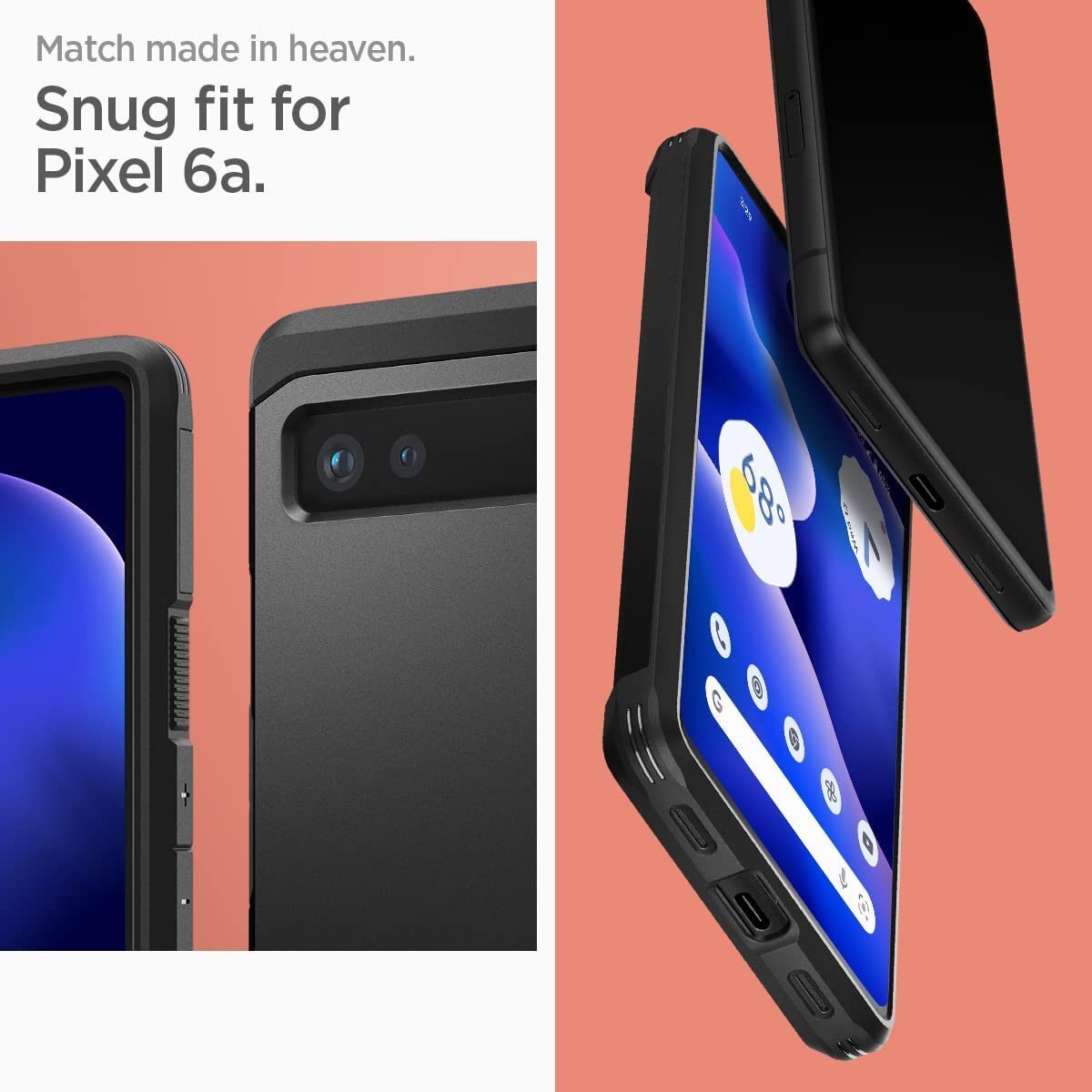 Spigen Google Pixel6a ケース 耐衝撃 スタンド付き 傷防止 Qi充電 ワイヤレス充電対応 ACS04479 ブラック_画像5