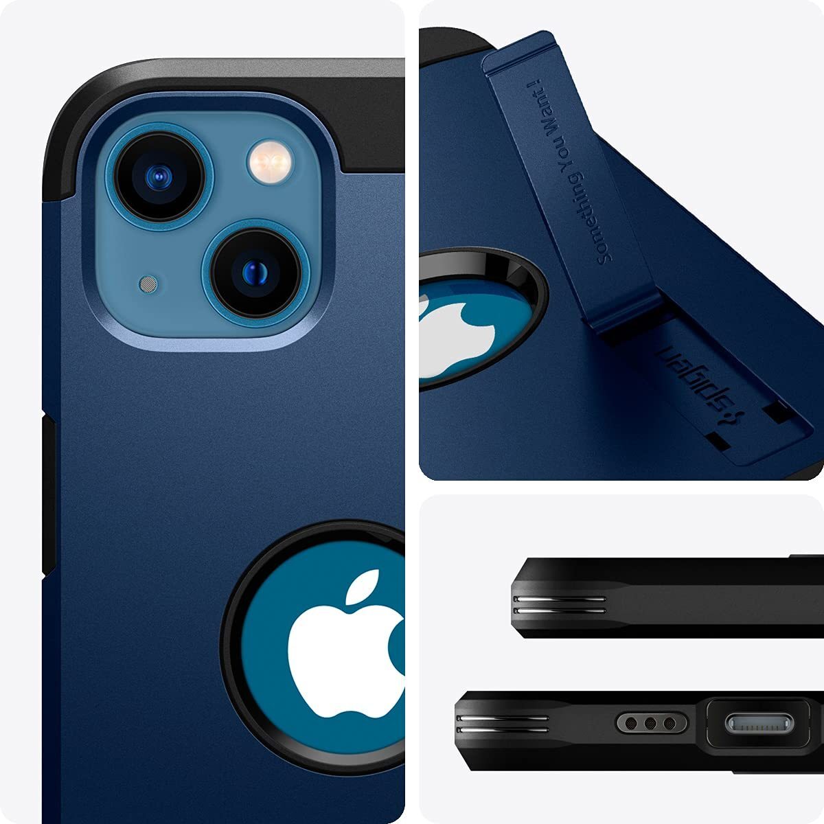 Spigen iPhone13 ケース スタンド付き Magsafe対応 カメラ保護 ワイヤレス充電対応 ACS03541 ネイビーブルー_画像7