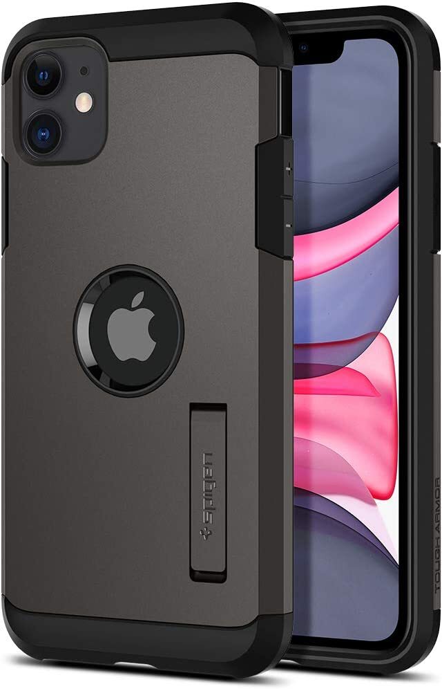 Spigen iPhone11 ケース 耐衝撃 スタンド機能 カメラ保護 Qi充電 ワイヤレス充電 076CS27189 ガンメタル_画像1