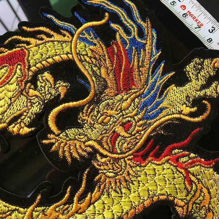 WAPPEN　ワッペン　アイロン　龍　豪華刺繍　大きいサイズ　竜 りゅう　手芸