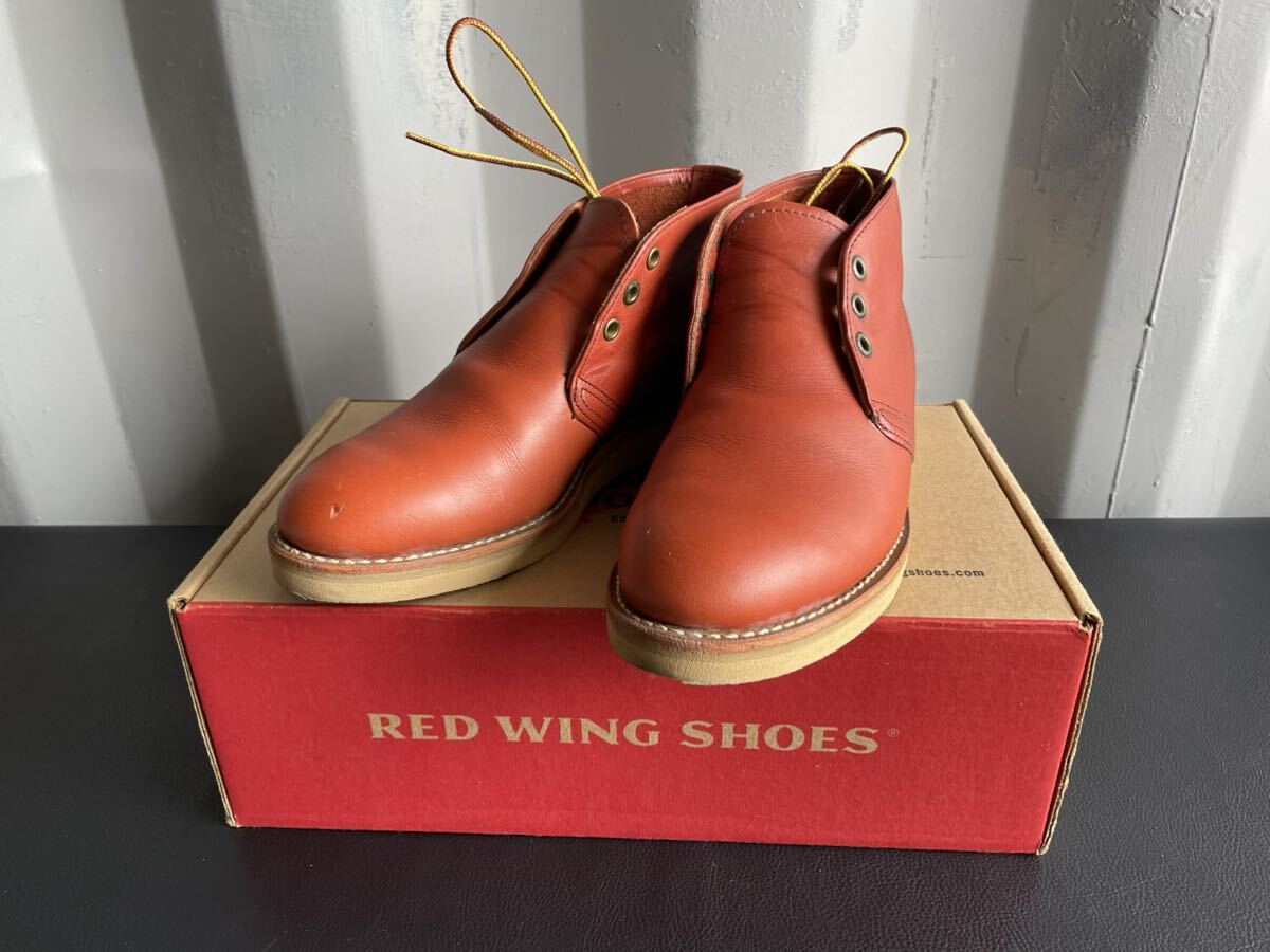 中古品☆REDWING レッドウィング 8595 レザー チャッカブーツ ワークチャッカ ポストマン メンズ 7 1/2D■25.5cm オロラセット 赤茶 箱付_画像1