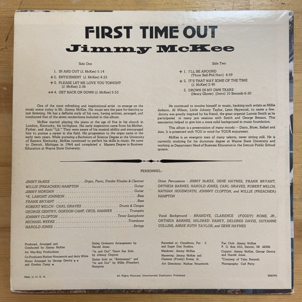 JIMMY MCKEE FIRST TIME OUT LP_画像2