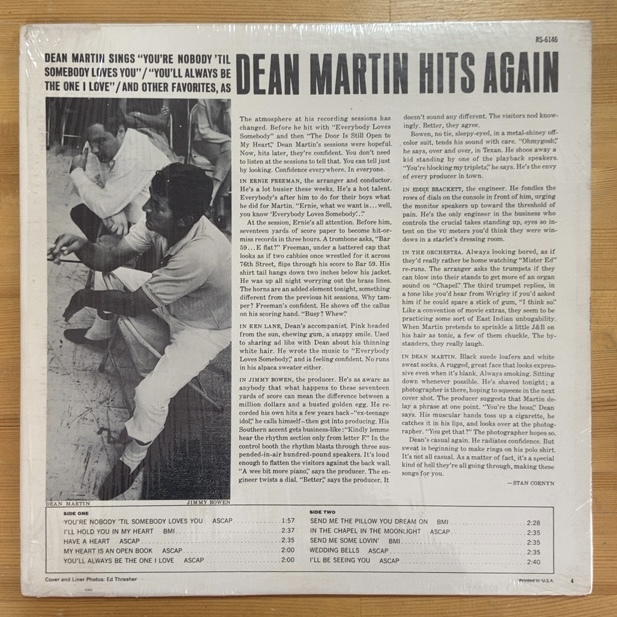 DEAN MARTIN DEAN MARTIN HITS AGAIN LP_画像2