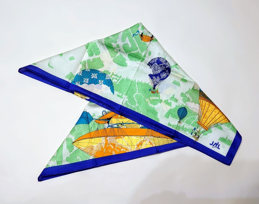 [ new goods ]JAL/ Japan Air Lines Mini scarf, large size handkerchie -f, JAL original CA9 generation pattern Inaba Yoshie 