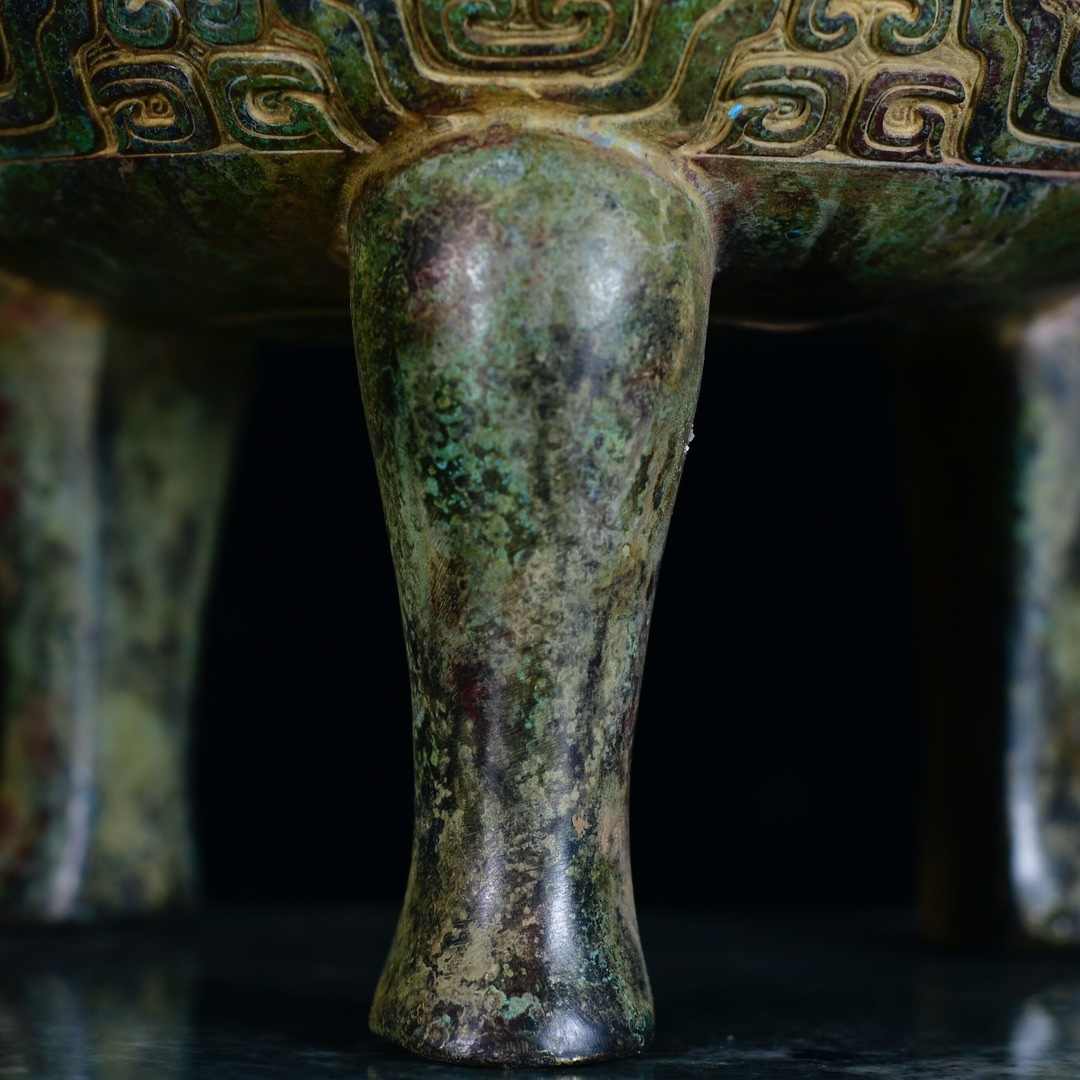 珍藏 中国商周時代の青銅銘文円鼎です 青銅器 時代物 中國古美術 置物 賞物 唐物 DYW15_画像4