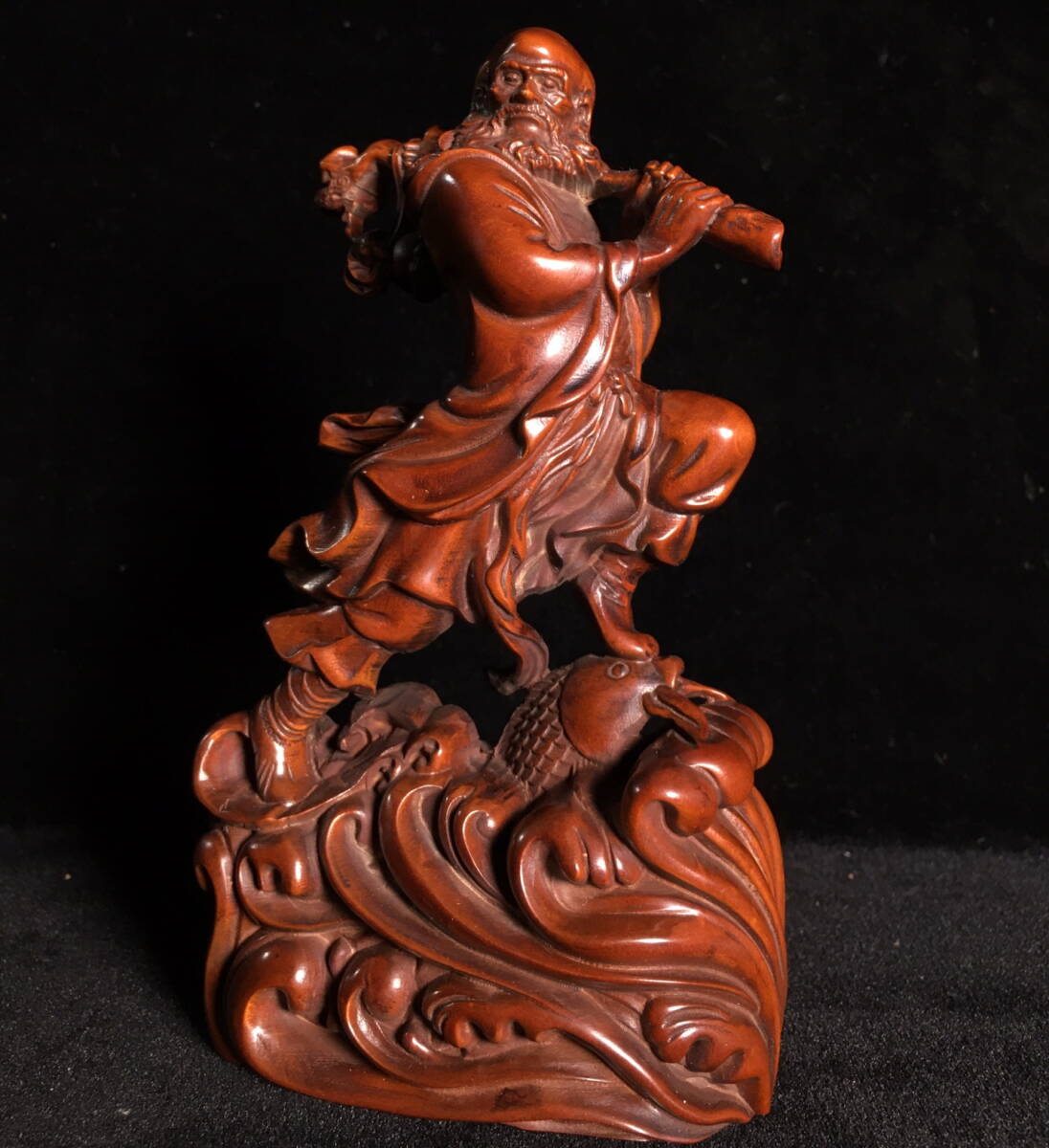 中国の古木彫り 清代 仏教 仏像 黄楊木達摩祖師の置物 仏教古美術 供養品 木彫り 時代物 置物 中国古美術 GYS117_画像5