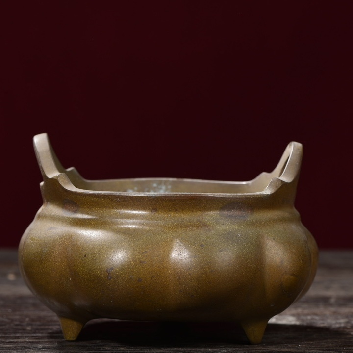 中国 明代 宣德年制 銅製の橋耳炉です 香炉 時代物 中國古美術 賞物 極細工 置物 希少 TWB187_画像3