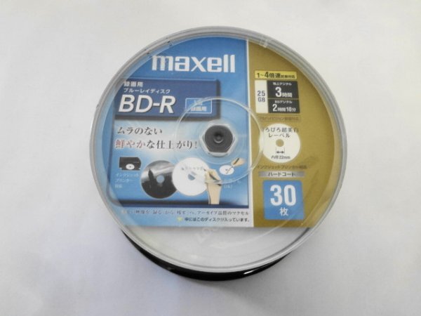 AN24-082 未開封 未使用品 maxell マクセル 録画用 BD-R 4倍速 25GB 30枚 ブルーレイディスク BR25VFWPB.30SP_画像1