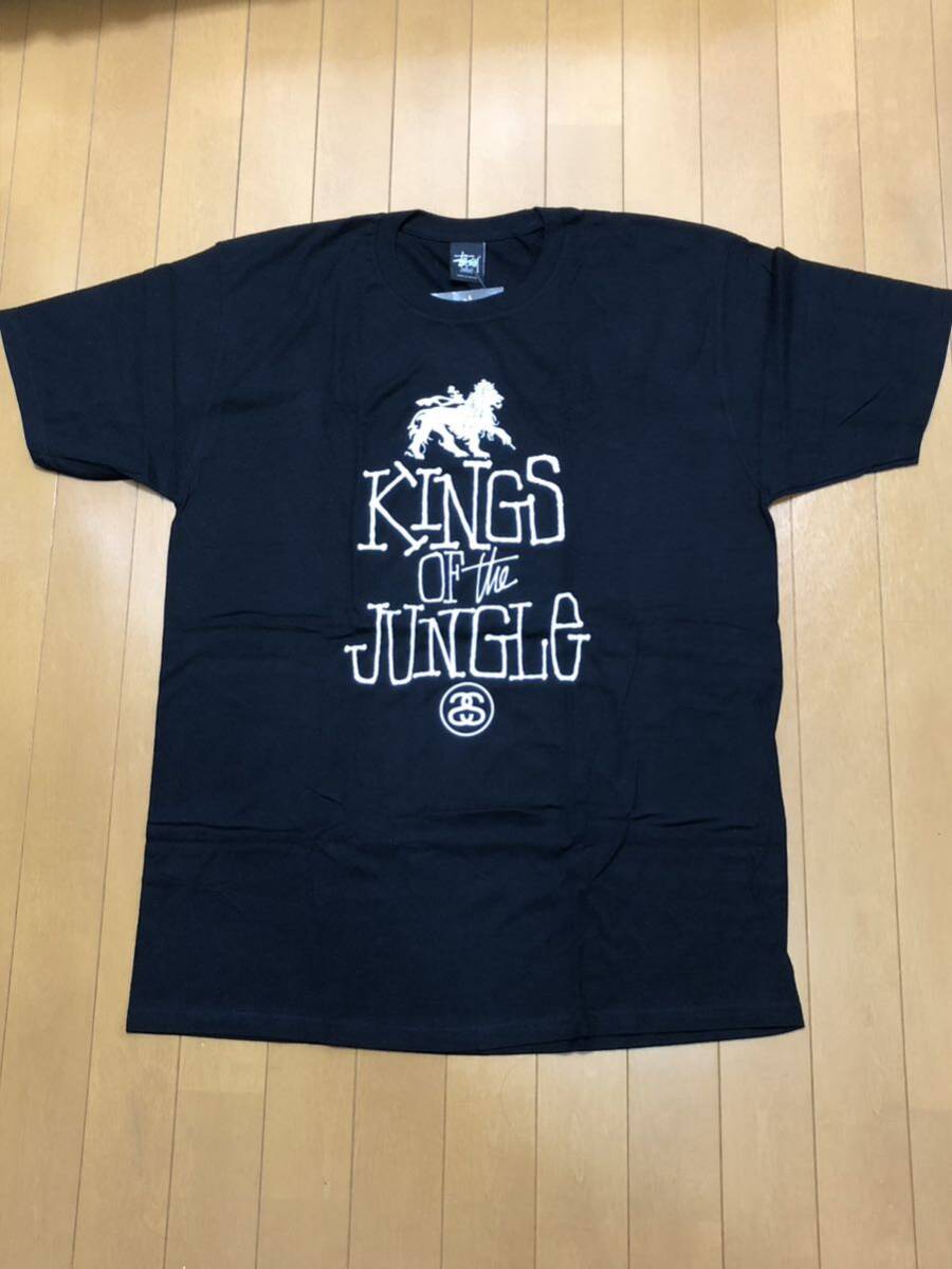 stussy KINGS OF THE JUNGLE Tシャツ Lサイズ 新品未使用品 ブラック_画像1