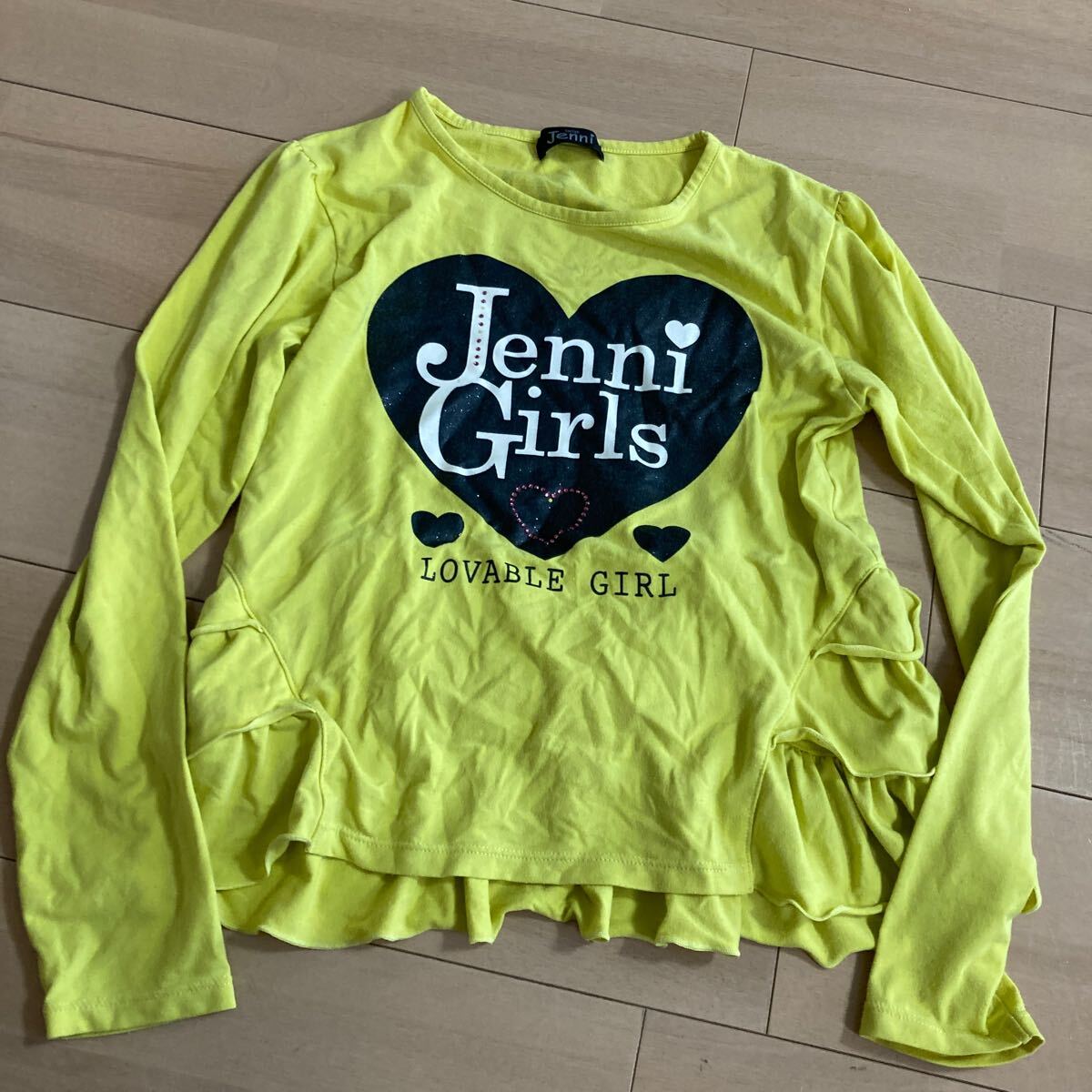 美品　150 jenni カットソー　地雷　チェック　キュロット　パンツ トップス まとめて　セット　上下　ジーパン　デニム_画像9