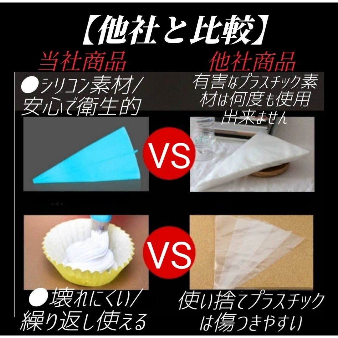 【８点セット！】絞り袋 ホイップ 口金 デコレーション ケーキ シリコン スポンジ お菓子作り 製菓 誕生日 バースデー 節句