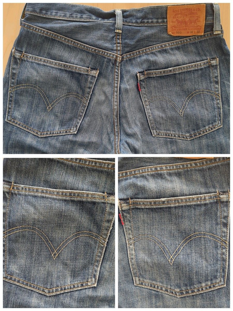 リーバイス503 W32 L33　股下約71cm 　ウエスト約81cm  Levis ジーンズ ダメージデニムパンツ　