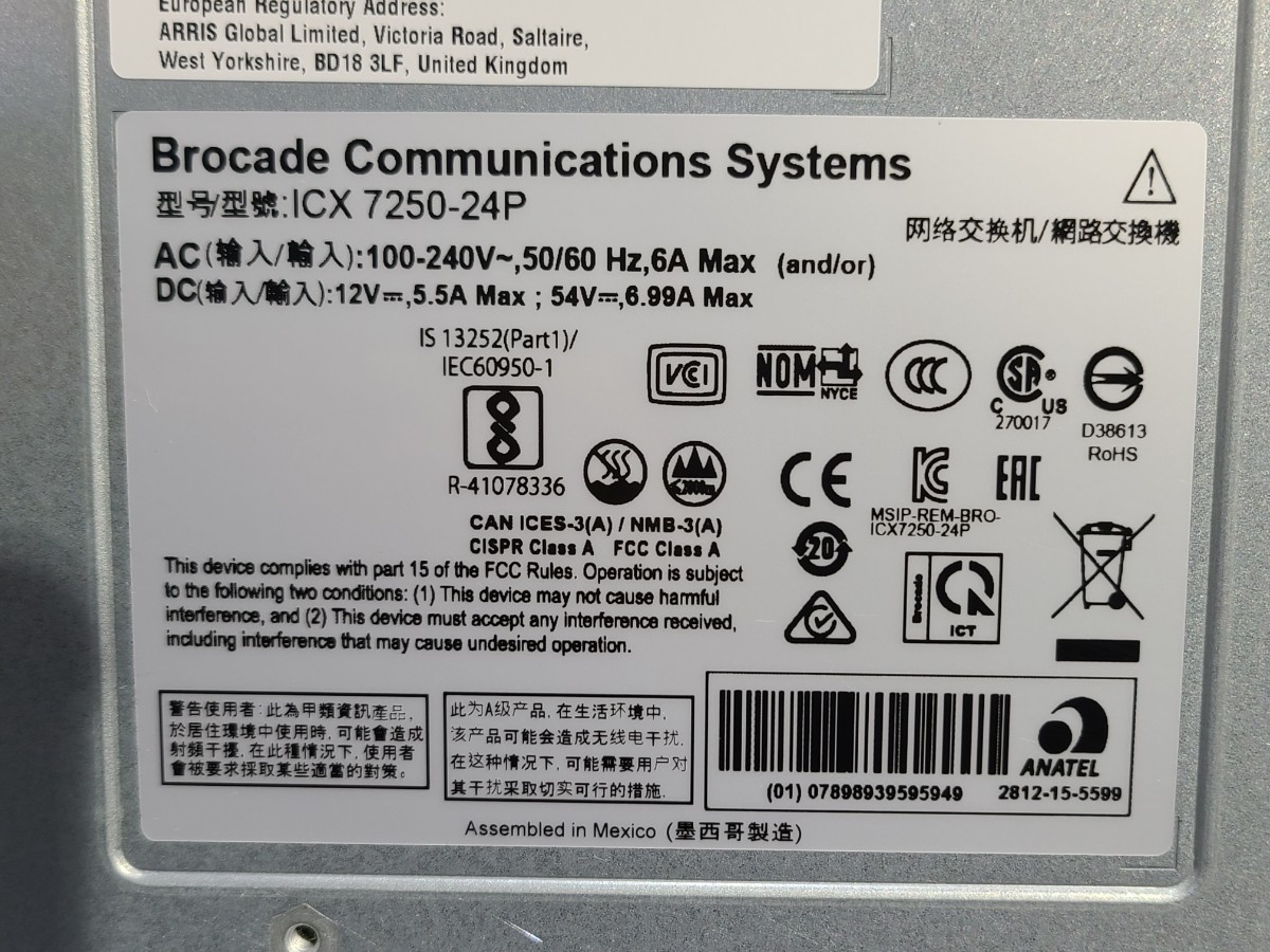 【現状品】管1Z34 Brocade ICX 7250-24P イーサネットスイッチ　通電OK _画像10