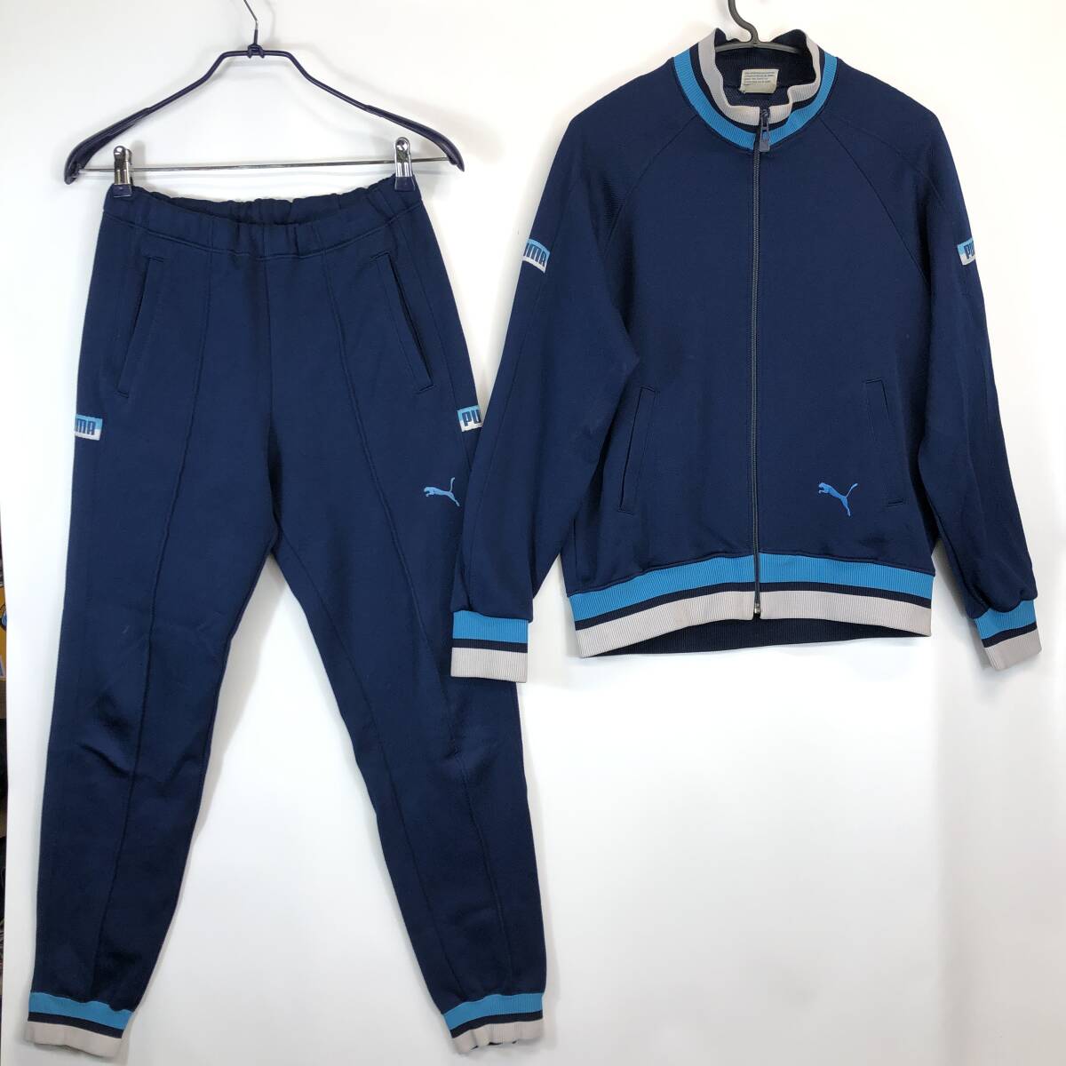 80s 90s プーマ PUMA ヒットユニオン製 トラックジャケット ジャージ セットアップ ネイビー