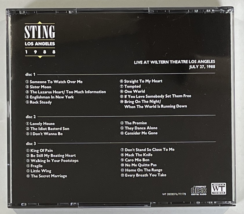 ◆STING/スティング◆LOS ANGELES 1988(3CD)88年ロサンゼルス/プレス盤_画像2