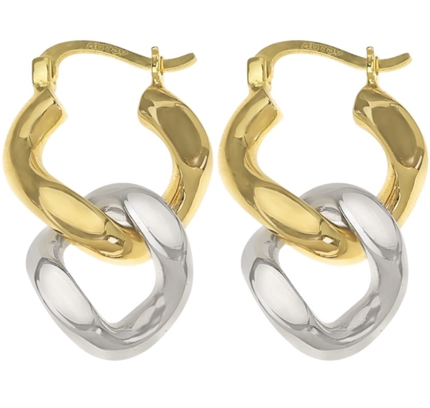 K18YG yellow gold hoop earrings earrings ring earrings middle empty flat chain chain earrings 2way 18 gold 18K K18 K18WG white gold 