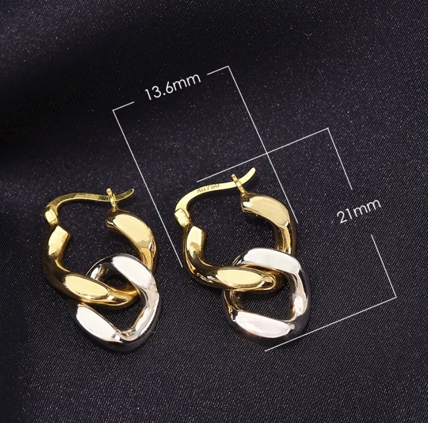 K18YG yellow gold hoop earrings earrings ring earrings middle empty flat chain chain earrings 2way 18 gold 18K K18 K18WG white gold 