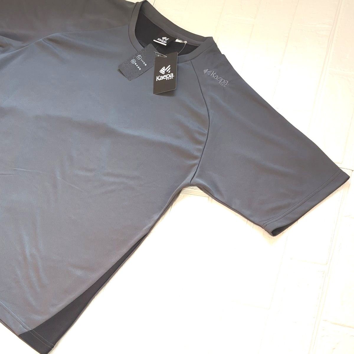 【新品】タグつき　Kaepa　ケイパ　メッシュ半袖Tシャツ　スポーツウェア　メンズ　サイズL　グレー　UV対策　吸水速乾　通気性