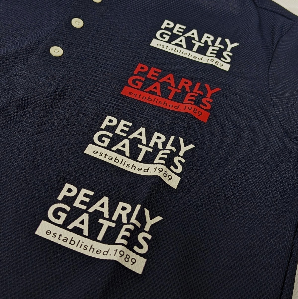 ★新品正規品 PEARLYGATES/パーリーゲイツメンズベアメッシュ 半袖ポロシャツ size4(M)　抜群の通気性、ストレッチ性、肌触り_画像3