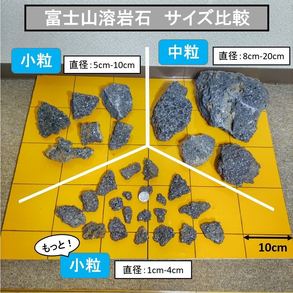 富士山 溶岩石 【小粒】 10kg　50-100mm 黒色　アクアリウム　水槽　盆栽 アクアリウム コケリウム 黒系