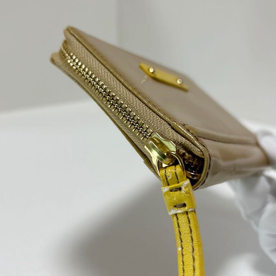 ◆BURBERRY バーバリー ブルーレーベル◆ 財布　マルチケース　ラウンドジップ　ストラップ付き　イエロー 【USED】0312-L1_画像5