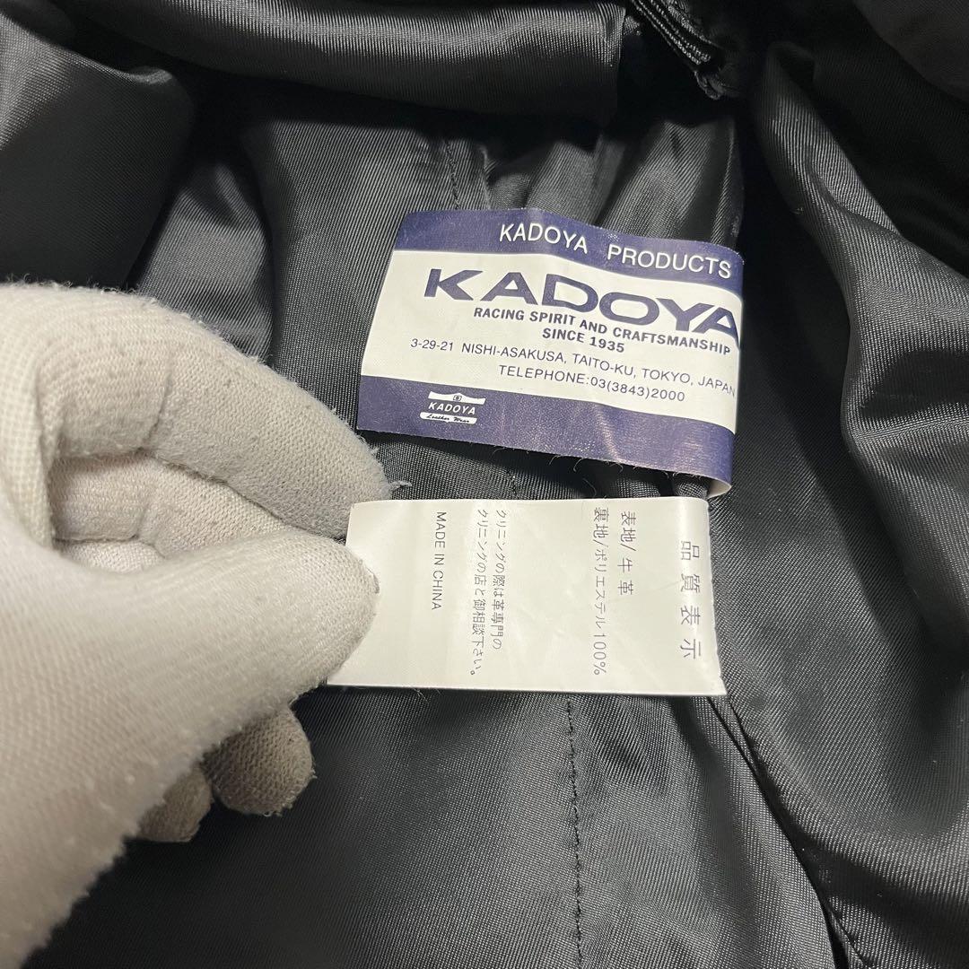 美品 KADOYA カドヤ ダブルライダースジャケット レザージャケット 2way ライナー キルティング 牛革 バイクウェア Lサイズ 黒 ブラック_画像10