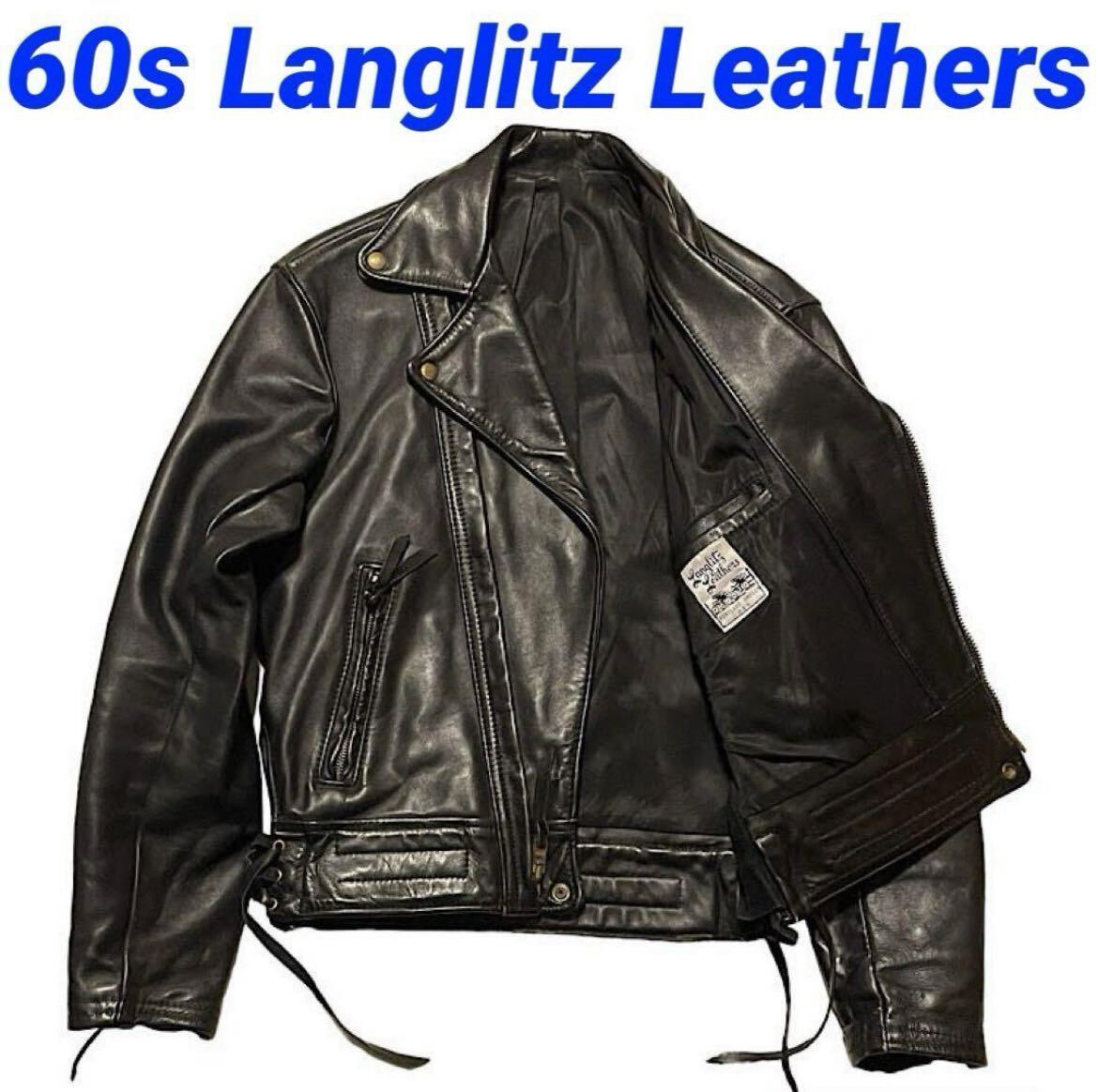 60s Vintage Langlitz Leathers rider's jacket Langlitz Leathers Riders Jacket SIZE42 race up Harley Davidson 
