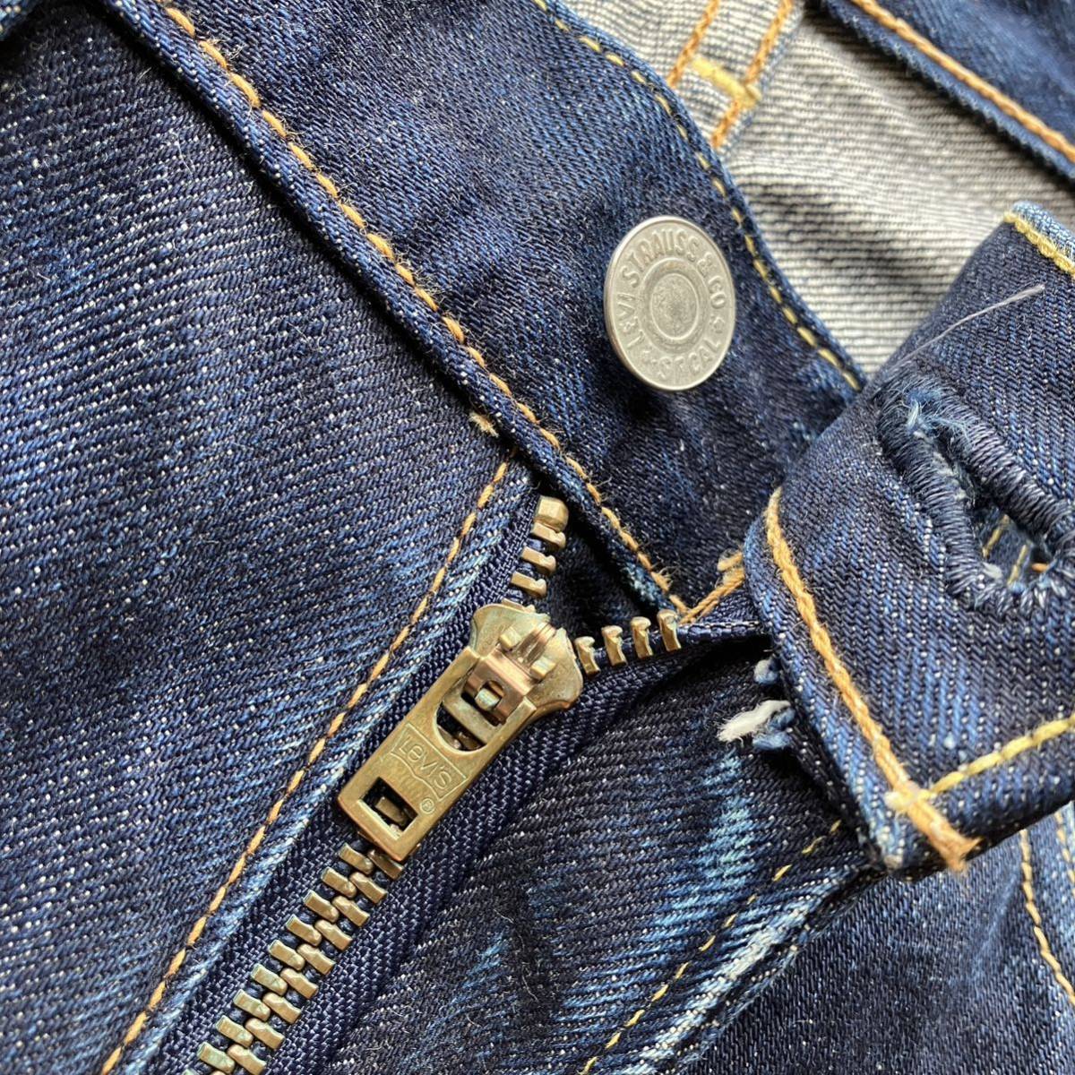 【00s】日本製 Levi's リーバイス 503 デニムパンツ W28 赤耳 革パッチ インディゴブルー ストレート ／ヴィンテージジーンズセルビッチ_画像8